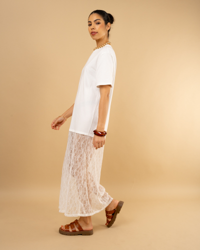 T-shirt robe dentelle