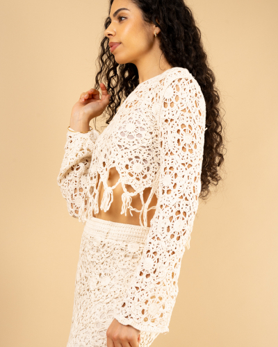 Top macramé fleurs