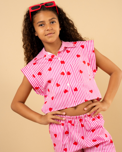 Chemise courte coeurs