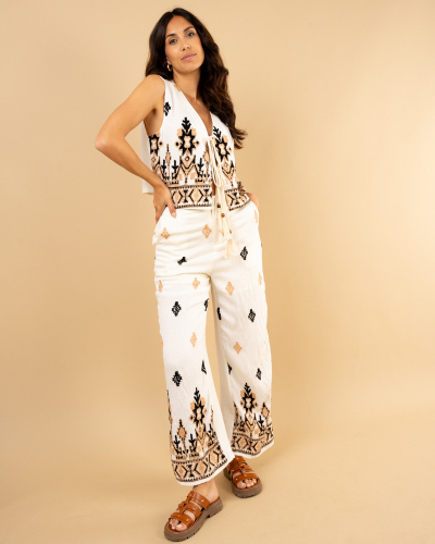 Pantalon brodé
