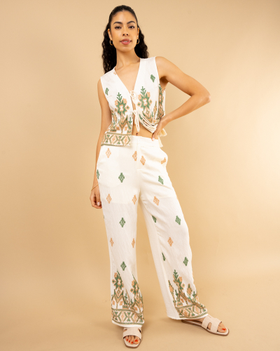 Pantalon brodé