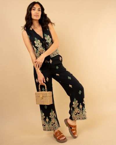 Pantalon brodé