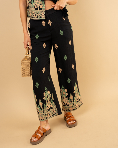 Pantalon brodé