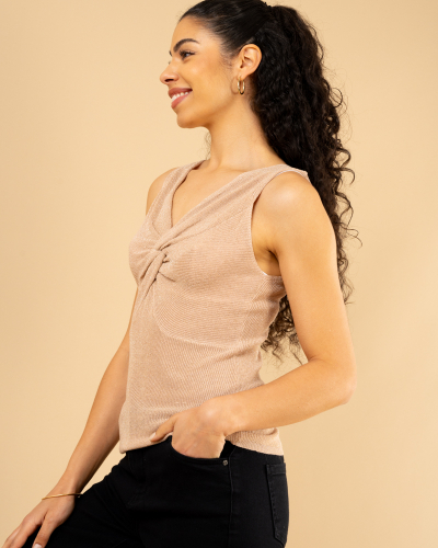 Débardeur croisé maille lurex