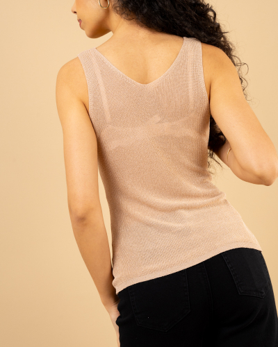 Débardeur croisé maille lurex