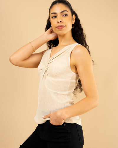 Débardeur croisé maille lurex