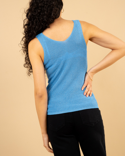 Débardeur croisé maille lurex