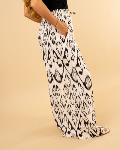 Pantalon fluide beige et noir