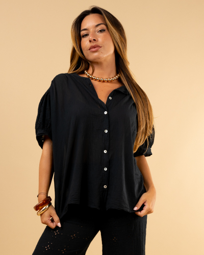 Chemise manches brodées