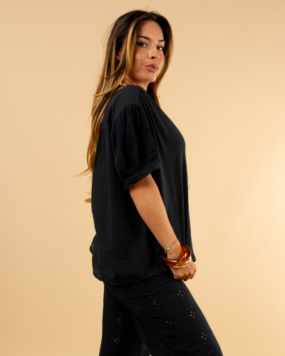 Chemise manches brodées