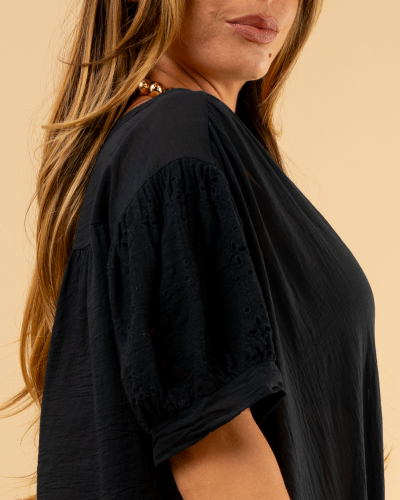 Chemise manches brodées