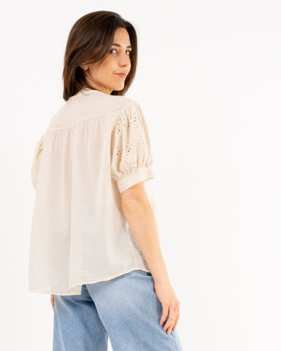 Chemise manches brodées