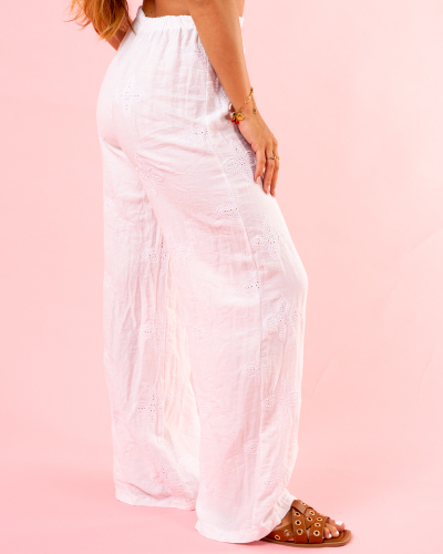Pantalon large brodé