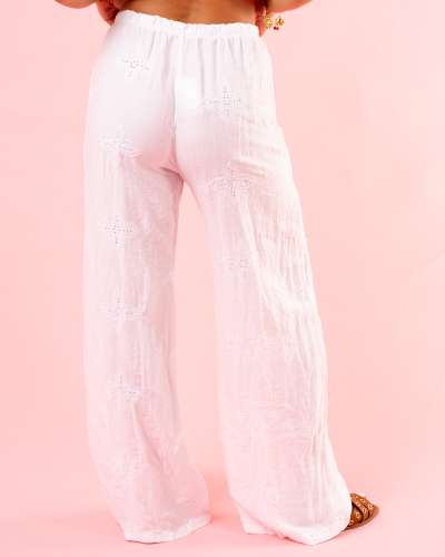 Pantalon large brodé