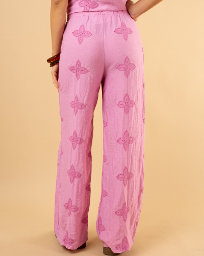 Pantalon large brodé