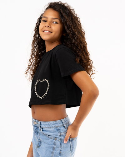 T-Shirt coeur strass