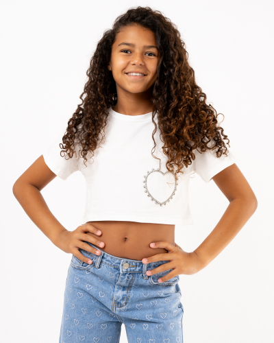 T-Shirt coeur strass