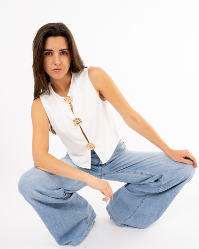 Gilet boutons fleurs