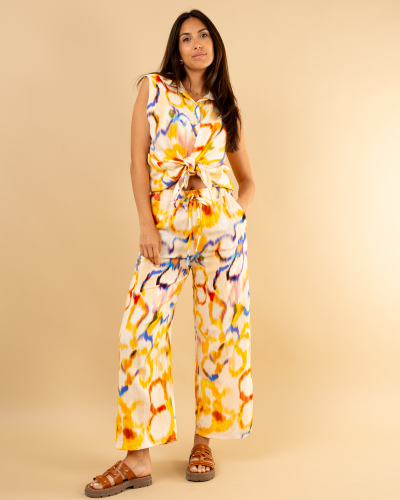 Pantalon jaune imprimé