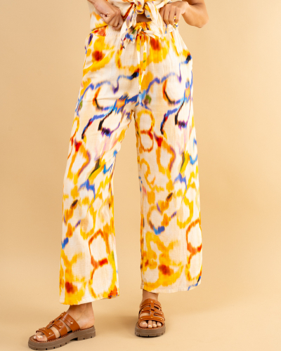 Pantalon jaune imprimé