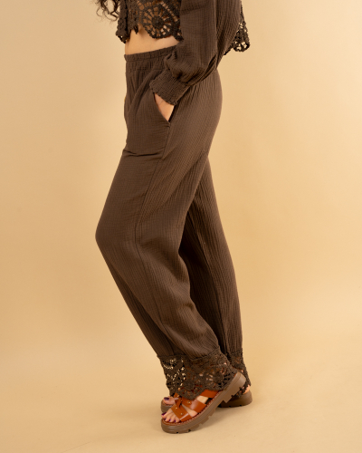 Pantalon gaze dentelle