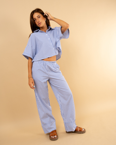 Pantalon revers rayé