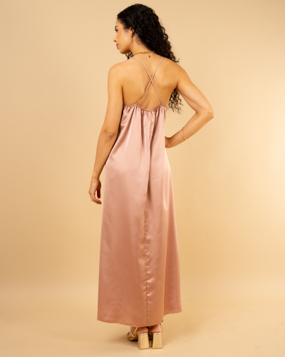 Robe longue satinée