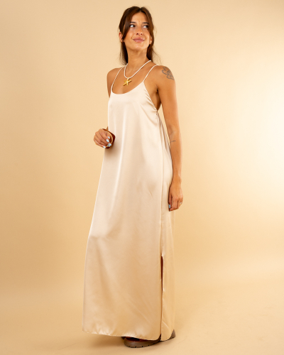 Robe longue satinée