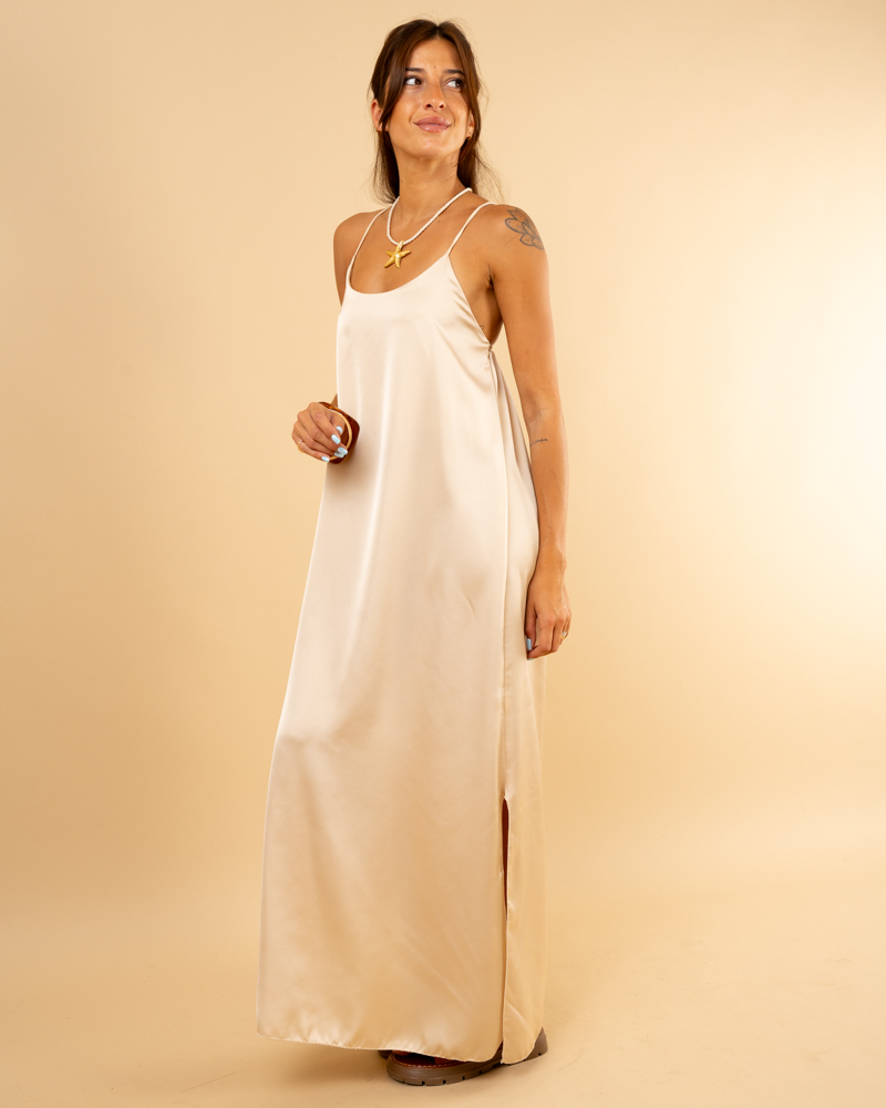 Robe longue satinée
