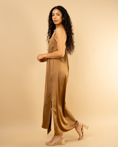 Robe longue satinée