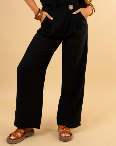 Pantalon bouton doré