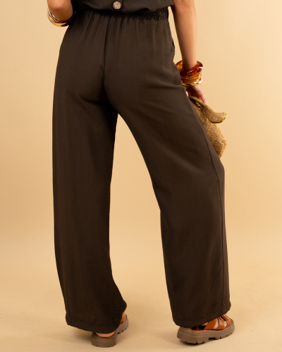 Pantalon bouton doré