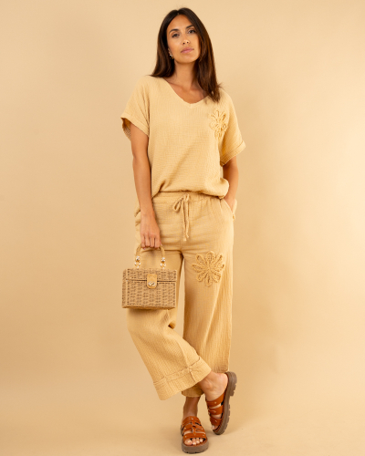 Pantalon gaze fleur