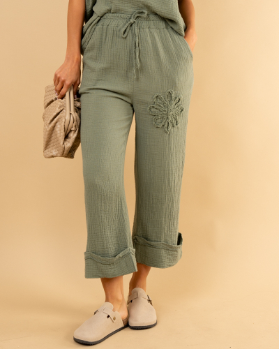 Pantalon gaze fleur