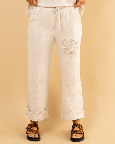 Pantalon gaze fleur