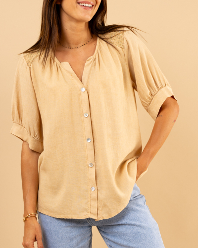 Blouse lin doré