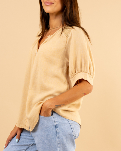 Blouse lin doré