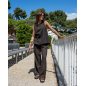 Pantalon bouton doré