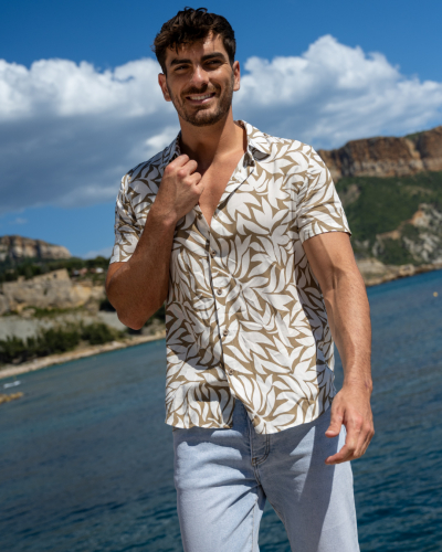 Chemise imprimée feuilles