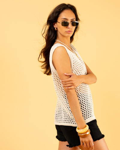 Débardeur ajouré lurex