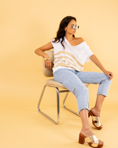 Top rayé lurex