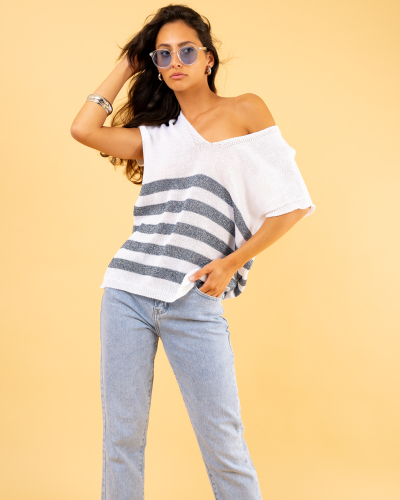 Top rayé lurex