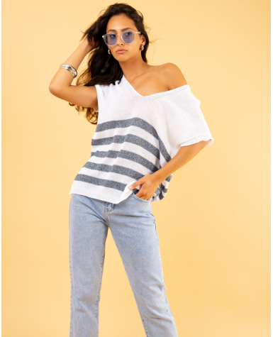 Top rayé lurex
