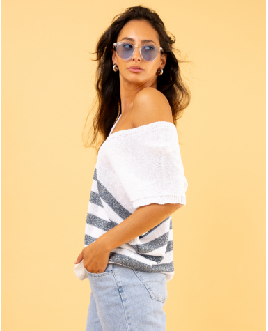 Top rayé lurex