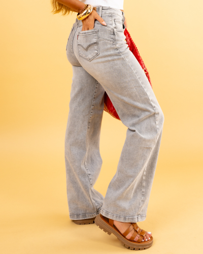 Jean large gris