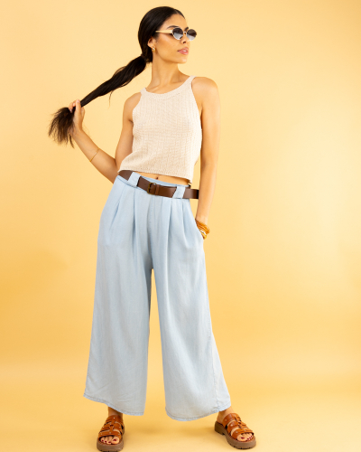Pantalon large ceinture