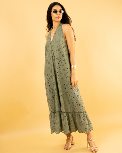 Robe dos nu brodée