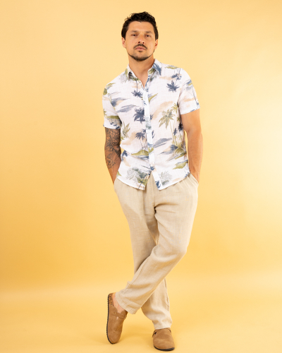 Chemise palmiers lin