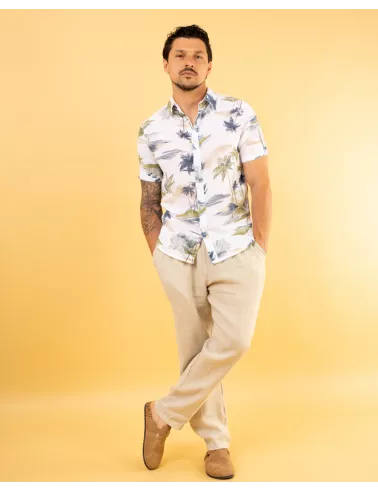 Chemise palmiers lin