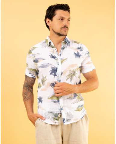 Chemise palmiers lin